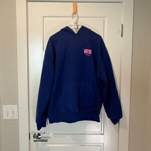 White Fox Boutique Blue Hoodie with Pink Logo